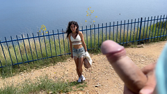 Public Dick Flashing - Girl Helped Stranger to Cum in Mountains