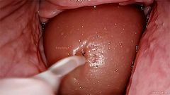 Ejaculate inside me! Wow! Big squirt of cum! Camera in Vagina, Cervix POV
