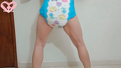 Trans girl Shows you her Very Wet Diaper