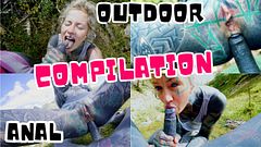SPLIT SCREEN Compilation - ANAL outdoor public sex - Tattoo girl, Blowjob, facials, ATM in nature