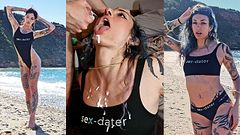 Influencer fake photoshoot ends with lots of squirt and a huge load of cum ENG subs - SEX-DATER