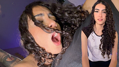 Skinny.Curly gives her first blowjob at a casting and does it very well