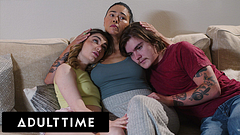 ADULT TIME - MILF Dana Vespoli Has Taboo Threesome WIth Stepbaes To Comfort Scared Demi Hawks!