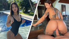 Pool Day! Colombian teen girl is fucked in her neighbor's villa!