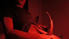 EDGING CUMSHOT IN RED LIGHT Hot guy jerks off his big dick - Cannole Canela