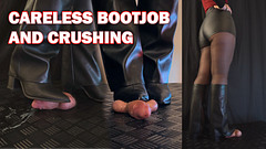 Careless Relaxing Bootjob and Crushing in Fold Over Boots - Cock Balls Crush Trample, Shoejob