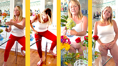 Soaking my Yoga Pants While Flower Arranging and Masturbating