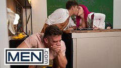 MEN - Fucks Trevor Brooks Doggystyle Behind The Counter Until Lily Lou Joins The Fun