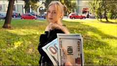 Shy stranger cheated on her boyfriend for money and a big dick