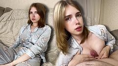I went into my best friend's room... AND SAW HER MASTURBATING and offered to help her with my cock