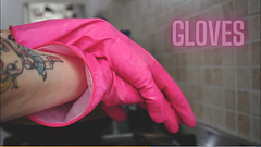 WATCH NOW italian goddess coloured pink GLOVES for dishes rubber gloves