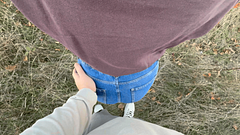 Hot Brunette Touching My Cock with Big Ass in Tight Jeans