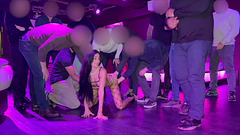 Giant bukkake - I offer my body and my mouth to 20 strangers to get covered in cum
