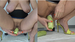 My big hairy pussy is dripping with zucchini