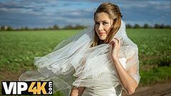 BRIDE4K. Slutty bride showed her perfect natural tits and pussy to strangers