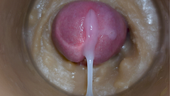 Extreme close up! Injecting a large dose of sperm pussy toy Camera 4k