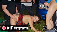 KILLERGRAM - Alice Cash Sucks Off A Cluster Of Cocks Dogging Style, Taking Cum On Her Face And Tits