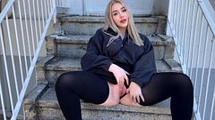 SHOWS OFF TITS AND PUSSY ON THE STREET ON THE FIRST DATE! CUM IN THIS SLUT! CREAMPIE! BIG ASS!