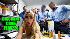 Four Guys, One Girl - Cute & Bratty Asian Shop Lyfter Luna Lux Gangbang and Facial for Stealing!