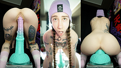 13" deep pussy fuck with huge Bad Dragon XL Nokken