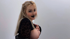Goth girl teases with her pussy in the entryway! SHE'S ASKING FOR ANAL!