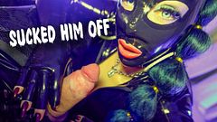 Sucked him off and he came on my rubber tits