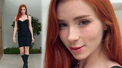 Passionate Fucking and Deepthroat with Redhead in a Black Dress - Sweetie Fox