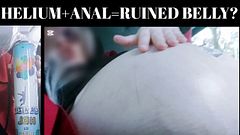 She Ruined the Birthday Party: Belly Inflation with Helium in a Car, Almost Burst