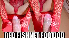 Pink Fishnet Footjob – Latina Feet Stroke Cock Closeup 🔥
