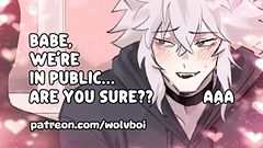 Riding Your Shy Submissive Puppy Boyfriend in Public. Sneaky Subway Sex. Male Whimpering and Moaning