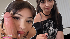 SHY GOTH GIRL ONLY WANTS TO SUCK MY DICK AND I CUM ON HER FACE