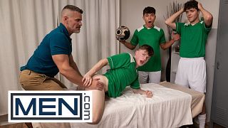 MEN - Jake Preston Gets An Unorthodox Massage From Landon Conrad That Ends With Hot Table Sex