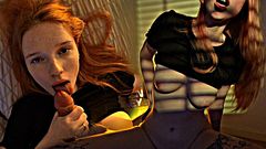 Sex and blowjob with a red-haired beauty in seductive panties | Kuporovaa Krupa