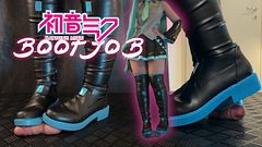 Miku Bootjob in Black and Blue High Boots - Cock Balls Crush Trample, Shoejob, Bootjob, CBT, Ballbusting, Trampling, Stomping