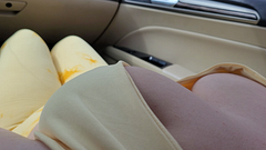 Big Sensitive Boobs Stepsis teasing in the Car