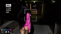 Asian Slut Wife Night Walk in Pink Panty