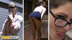 Cop Cums On Spanish MILF's Glasses - Fake Cop