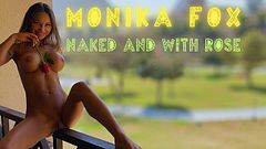 Monika Fox Naked And With Rose In Front Of Pyramids