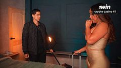 Busty stepmother and stepson have to share a hotel bed after a mistake, but they have a great time alone together!