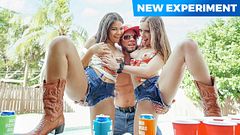 Party Girls Bailey Base And Michelle Anderson Get Wild Playing Beer Pong By The Pool