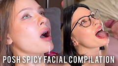 Facial compilation. Posh spicy blowjob.