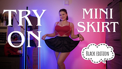 Trying On 3 Black Mini Skirts – Satin, Schoolgirl & Lace