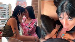 El novio de mi mejor amiga nos pilla teniendo sexo y nos hace chupar su gran polla - AMBAR PRADA