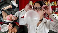 Secretary in Pantyhose loves to chew bubblegum for her boss - Bunny Looner