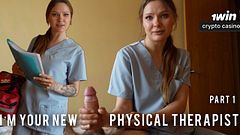 Physiotherapist making me happy end massage for an extra bonus. Part 1