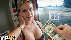VIP4K. Teen blondie's first time fucking in the train station WC