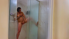 Wet 60yo GILF Flexes & Masturbates in the Shower – Soapy Athletic Granny