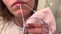 Eating cream from my pink panties
