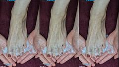 Foot massage made him cover my toes in cum 🥵💦