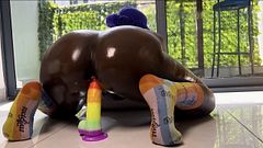 POV BIG BLACK ASS:Horny Stepsis Riding Her MASSIVE Dildo HARDCORE BOUNCING Her BIG BLACK ASS Till Creampie(full video is uploaded on onlyfans)....